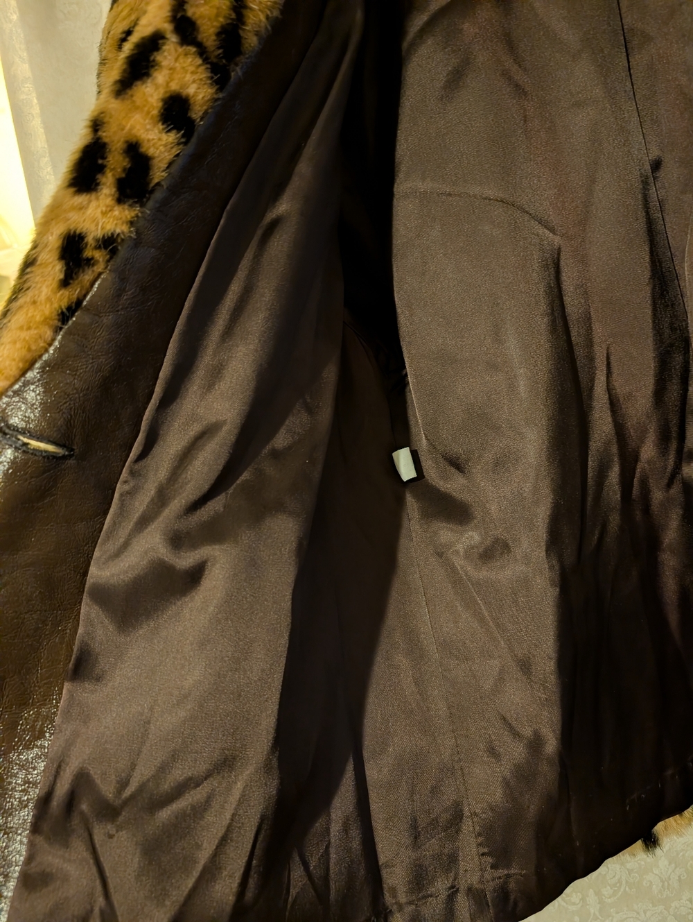 Faux Fur Leopard Car Coat Vintage? Silky Lining - Picture 14 of 16